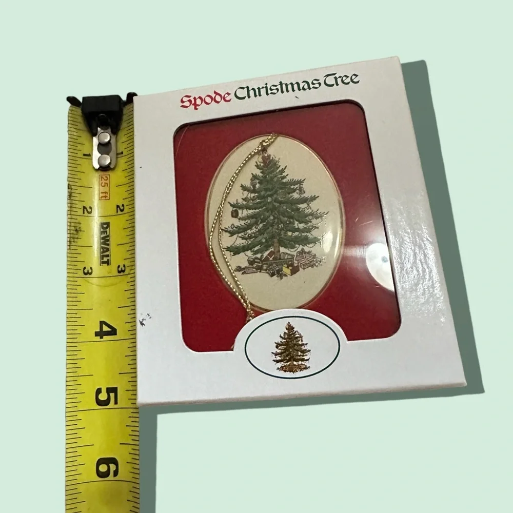 Spode Christmas Tree Ornament Oval With Gold Band Made In England Original Box - Picture 5 of 6